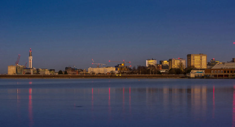 edgebaston reservoir birmingham at dusk. photo taken for web site