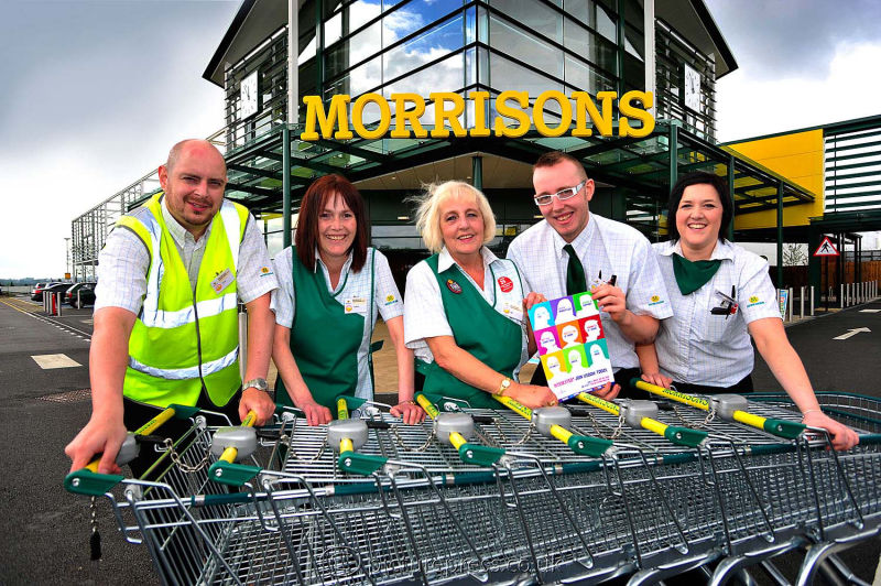 morrisons staff at launch  event outside morrisons supermarket in birmingham. image produced for magazine feature.