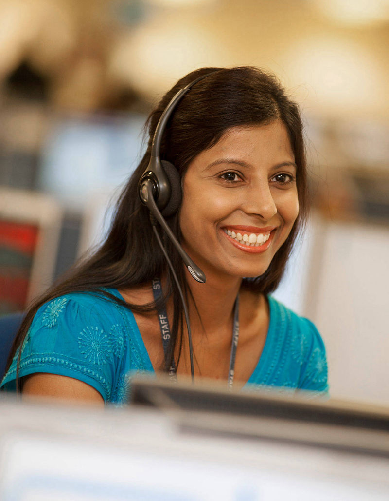 picture of call centre lady severn trent water. photo taken for poster. by photographer mike kelly 